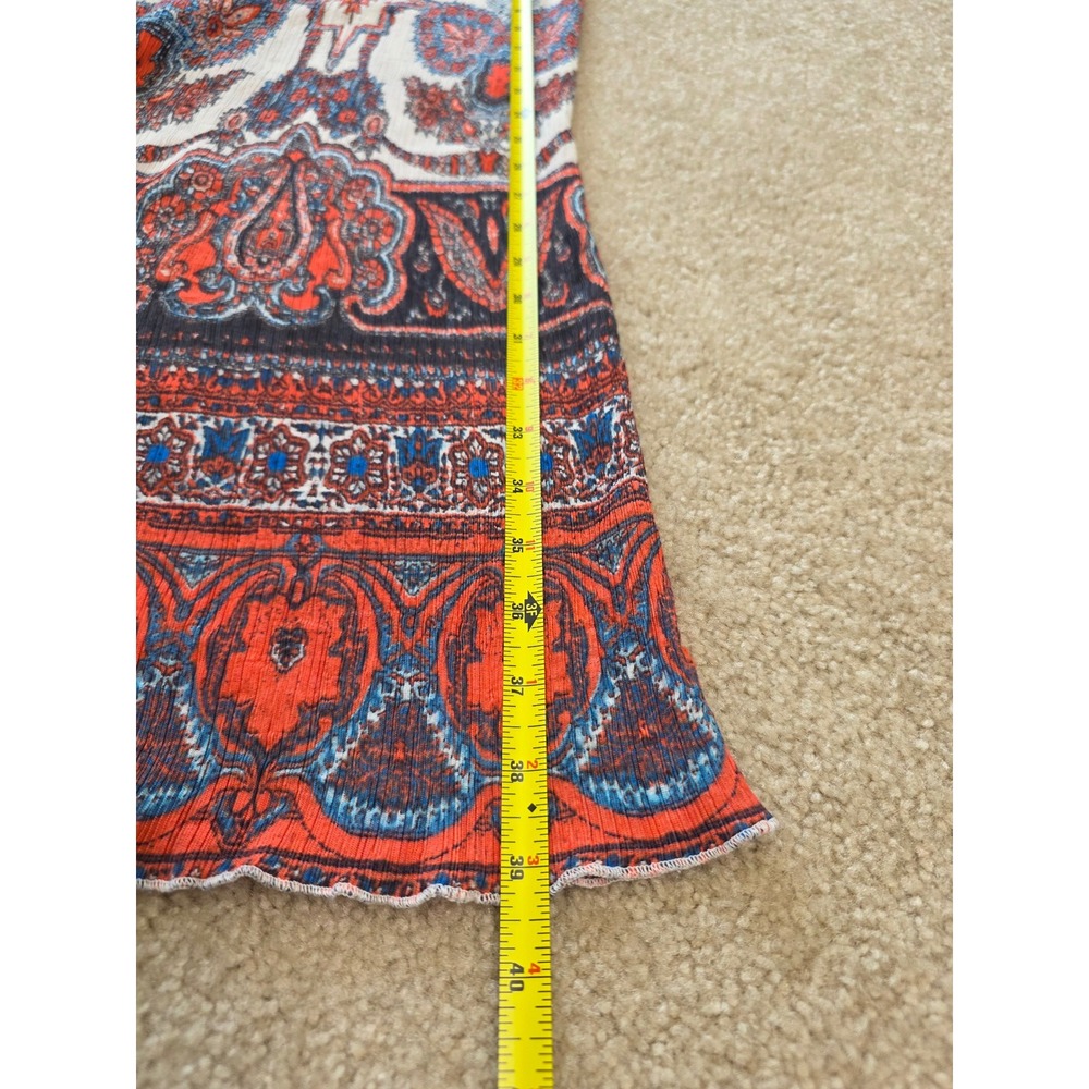 Free People Boho Paisley Wide Leg Palazzo Pants Red Blue Cream Gauze Large - Picture 6 of 10